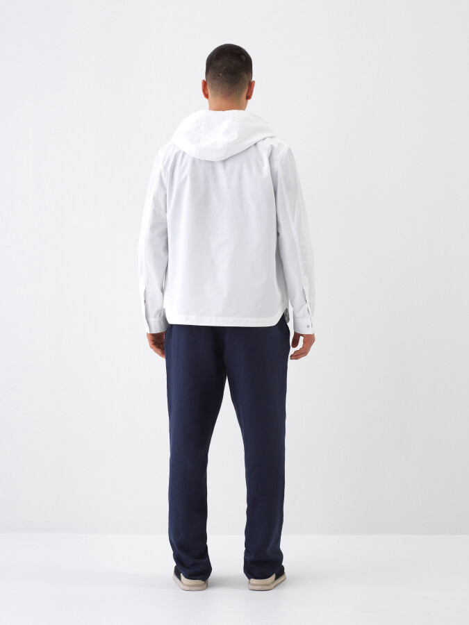 White Regular Fit Cotton Jacket - 5