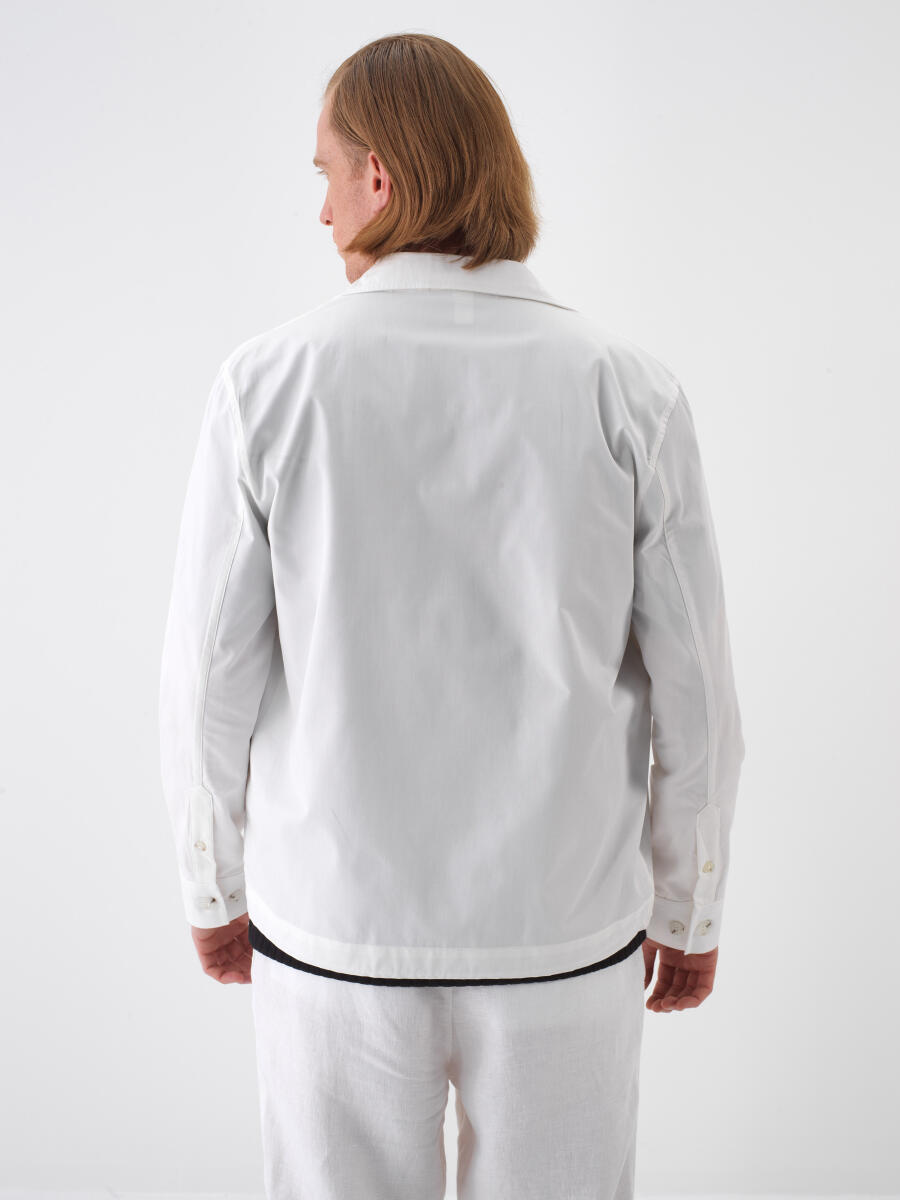 White Regular Fit Cotton Jacket - 4