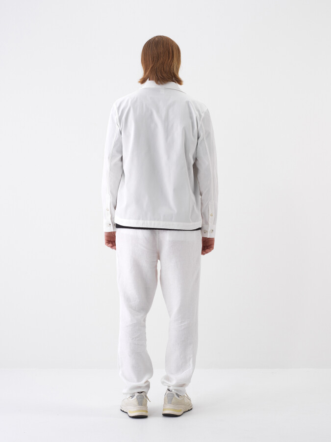 White Regular Fit Cotton Jacket - 5