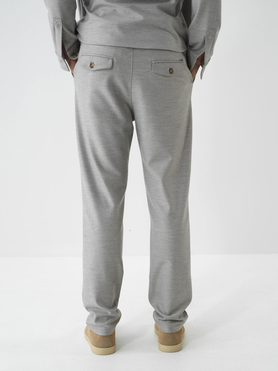 Beige Flexible Textured Regular Fit Jogger Pants - 4