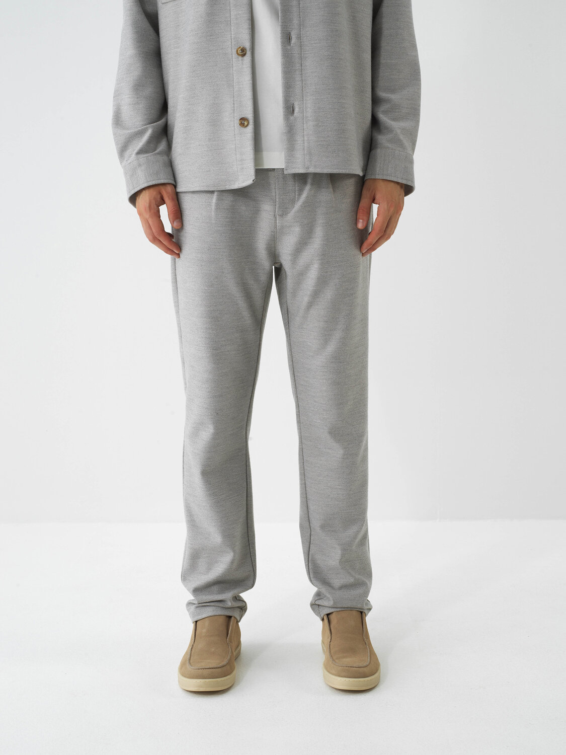 Beige Flexible Textured Regular Fit Jogger Pants - Xint