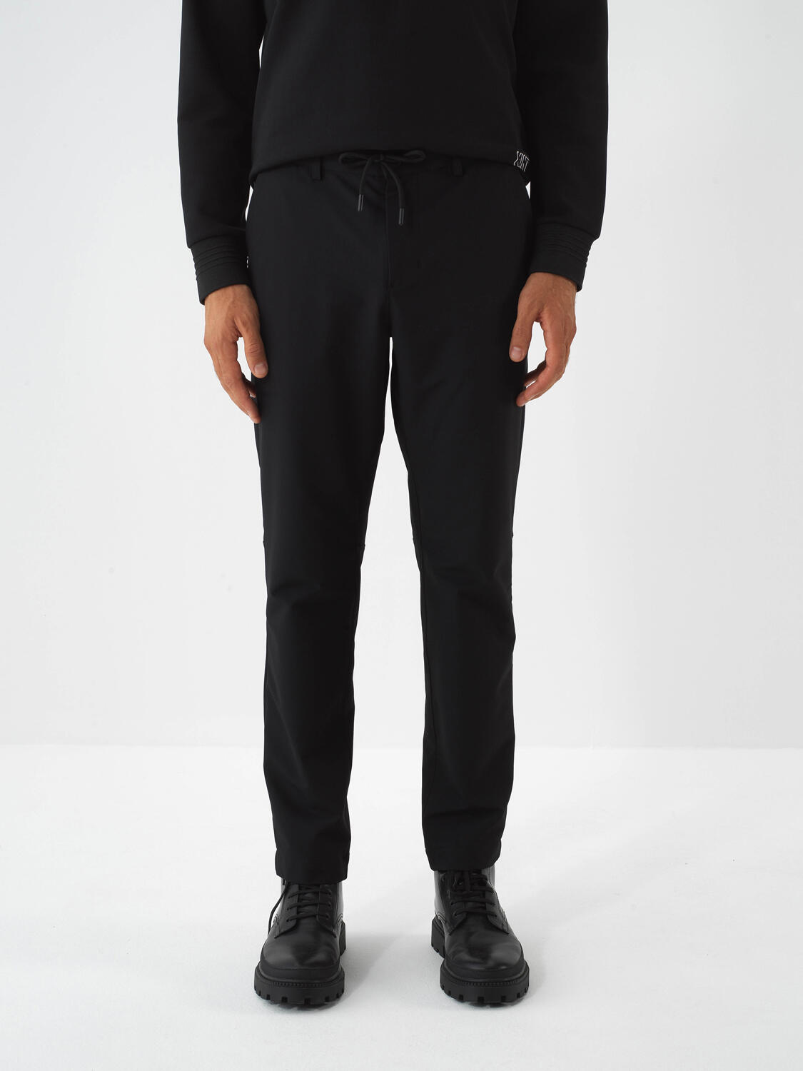 Black Flexible Textured Regular Fit Jogger Pants