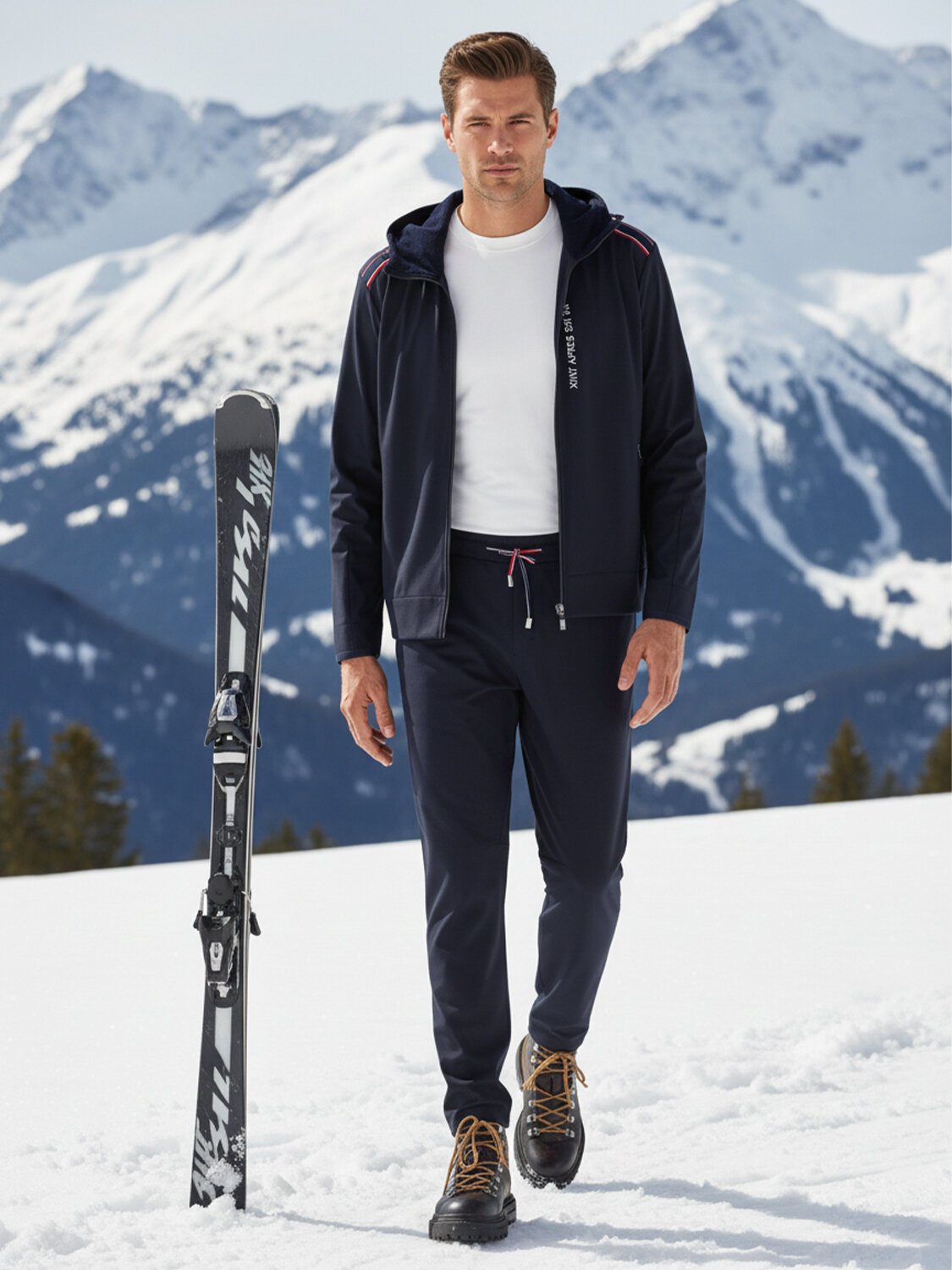 Navy Blue Flexible Textured Regular Fit Jogger Pants - Xint