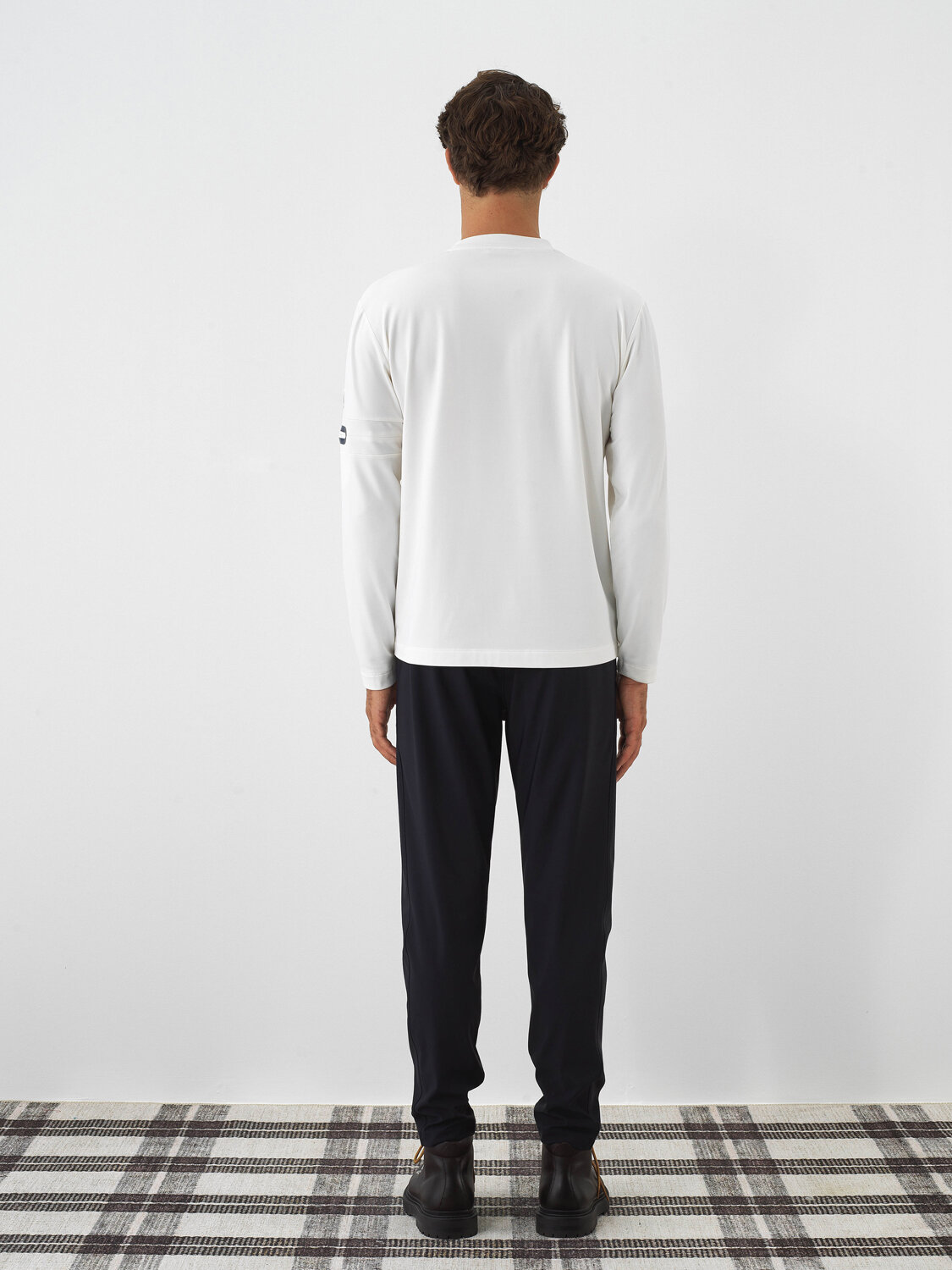 Ecru Flexible Textured Regular Fit Long Sleeve T-Shirt - Xint