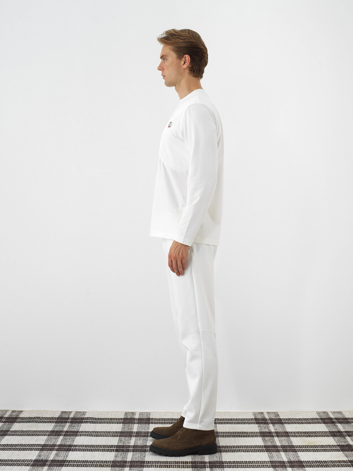 Ecru Flexible Textured Regular Fit Long Sleeve T-Shirt - Xint