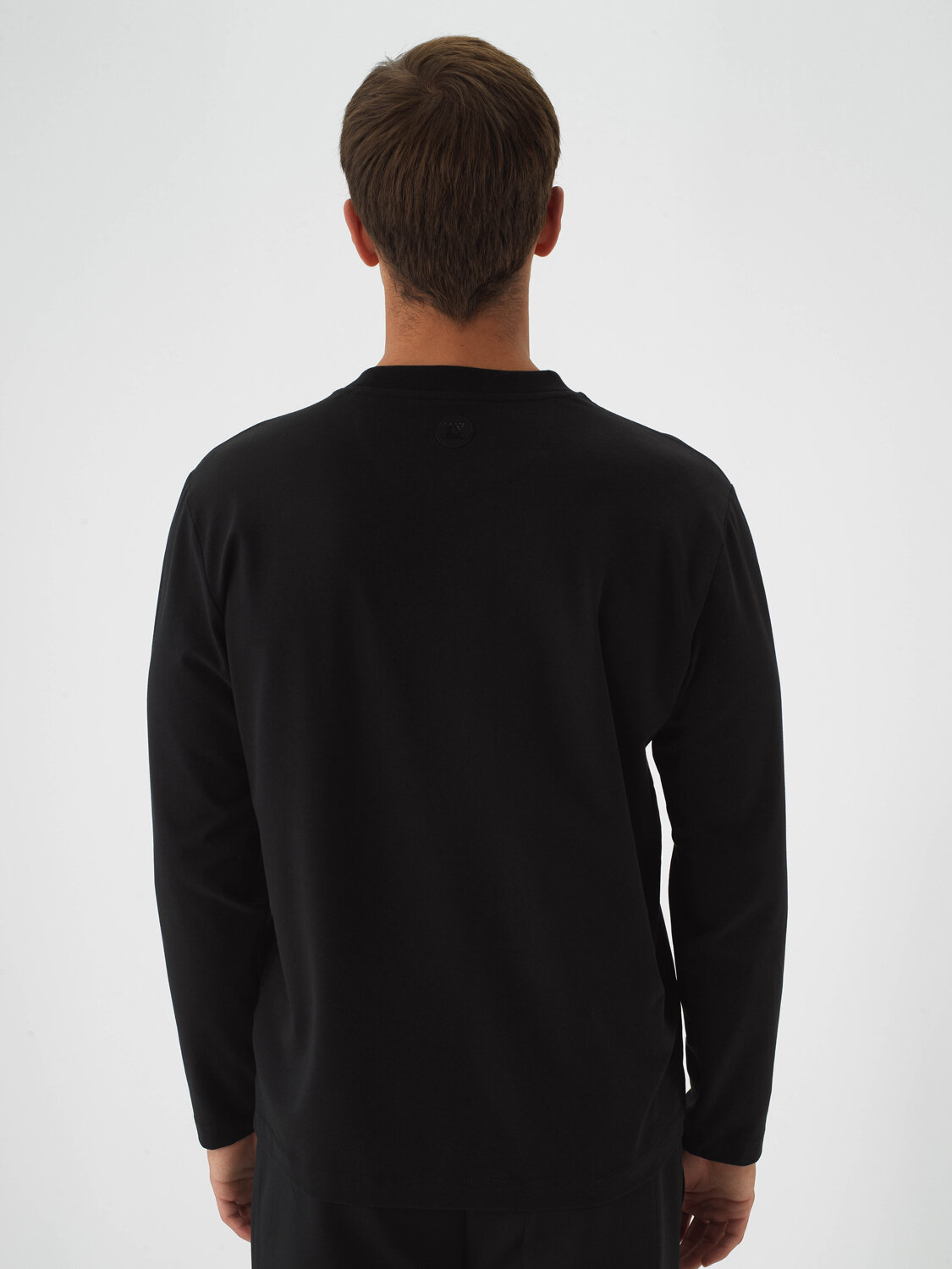 Black Cotton Textured Regular Fit Long Sleeve T-Shirt - Xint