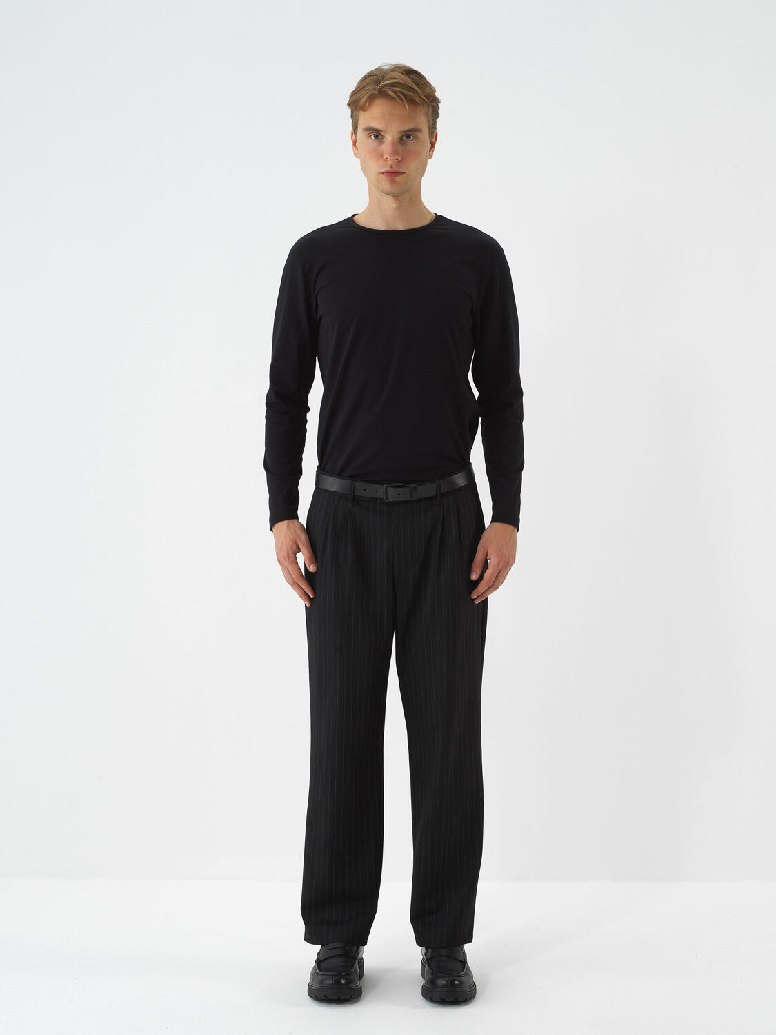 Black Modal Textured Slim Fit Long Sleeve T-Shirt - 2