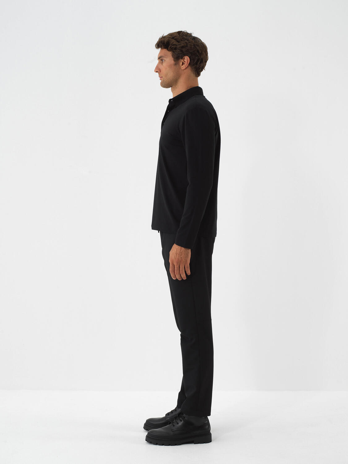Black Modal Textured Slim Fit Long Sleeve T-Shirt - 3