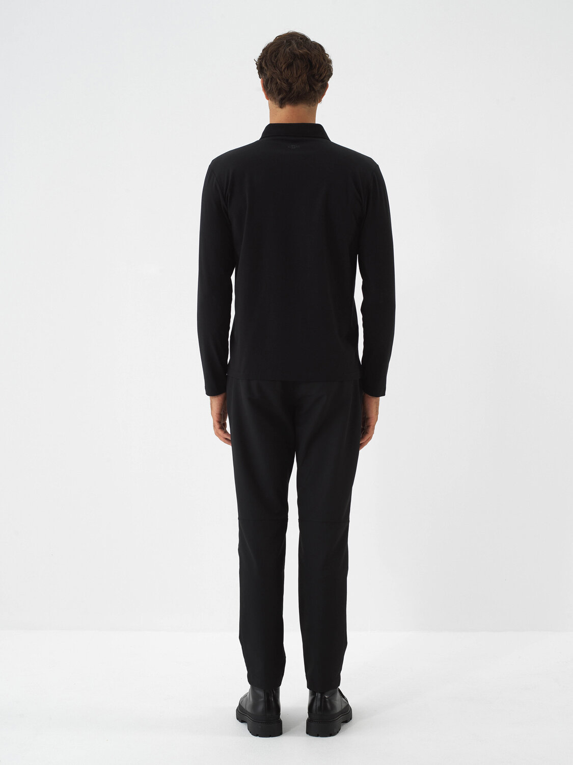 Black Modal Textured Slim Fit Long Sleeve T-Shirt - Xint