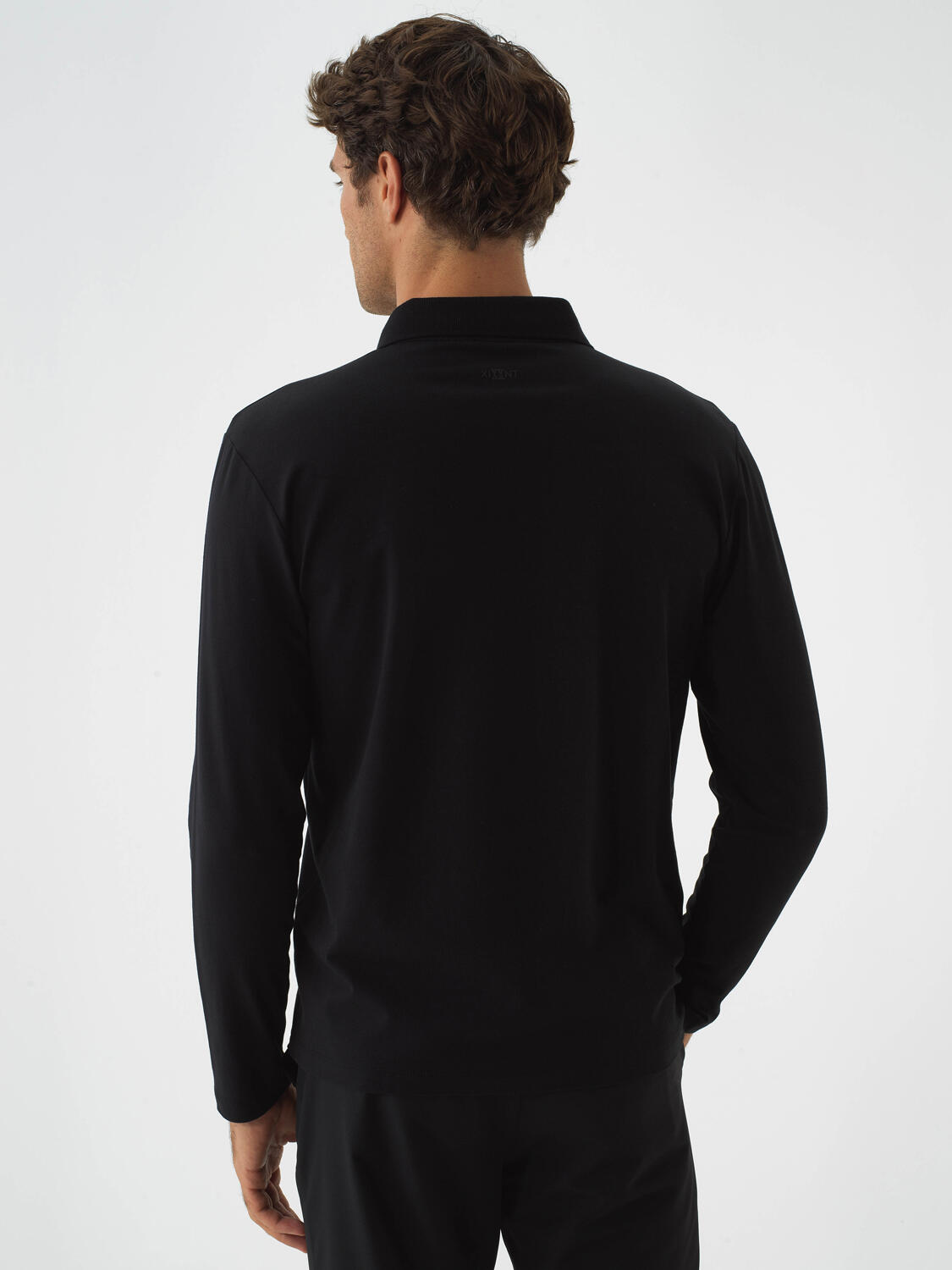 Black Modal Textured Slim Fit Long Sleeve T-Shirt - 4