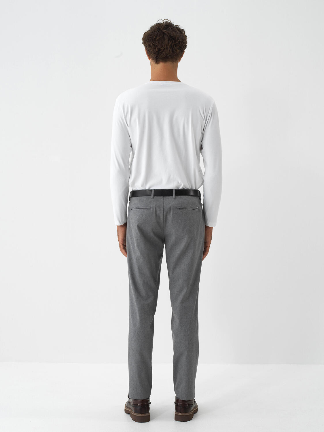 White Modal Textured Slim Fit Long Sleeve T-Shirt - 5