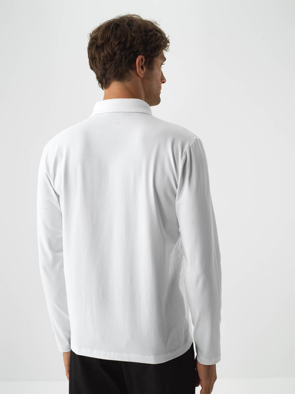 White Modal Textured Slim Fit Long Sleeve T-Shirt - 4