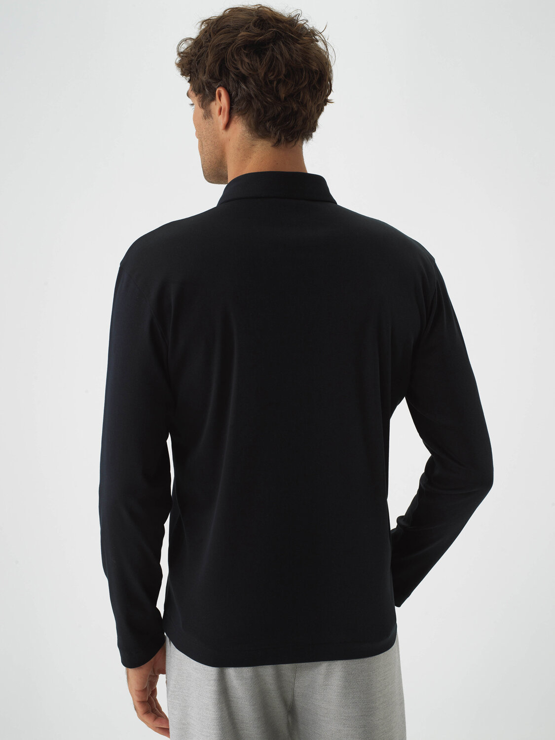 Black Luxury Mercerized Textured Regular Fit Long Sleeve T-Shirt - Xint