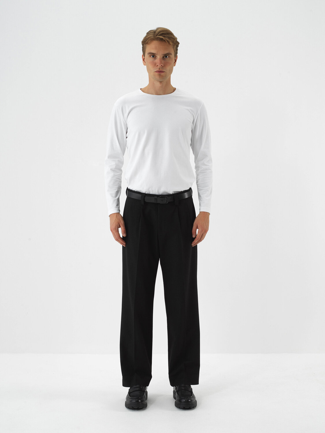 Black Flexible Textured Regular Fit Trousers - Xint