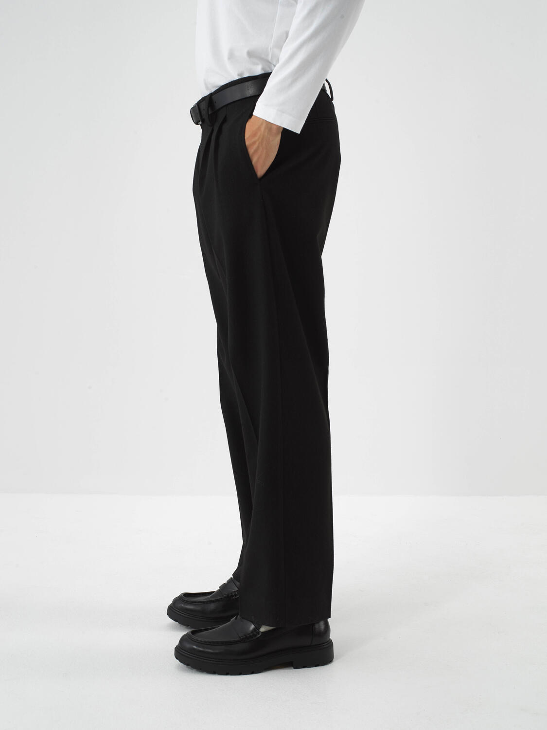 Black Flexible Textured Regular Fit Trousers - 3