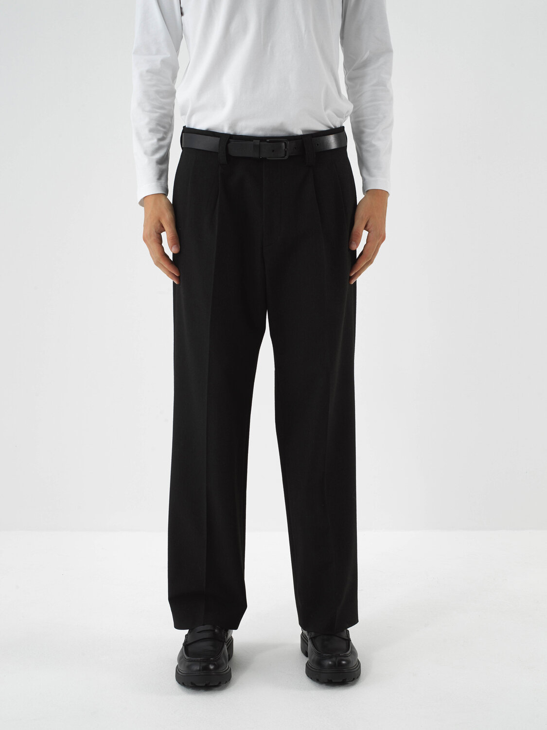 Black Flexible Textured Regular Fit Trousers - Xint