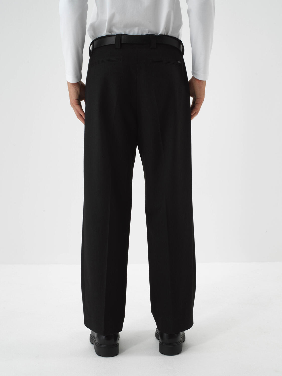 Black Flexible Textured Regular Fit Trousers - 5