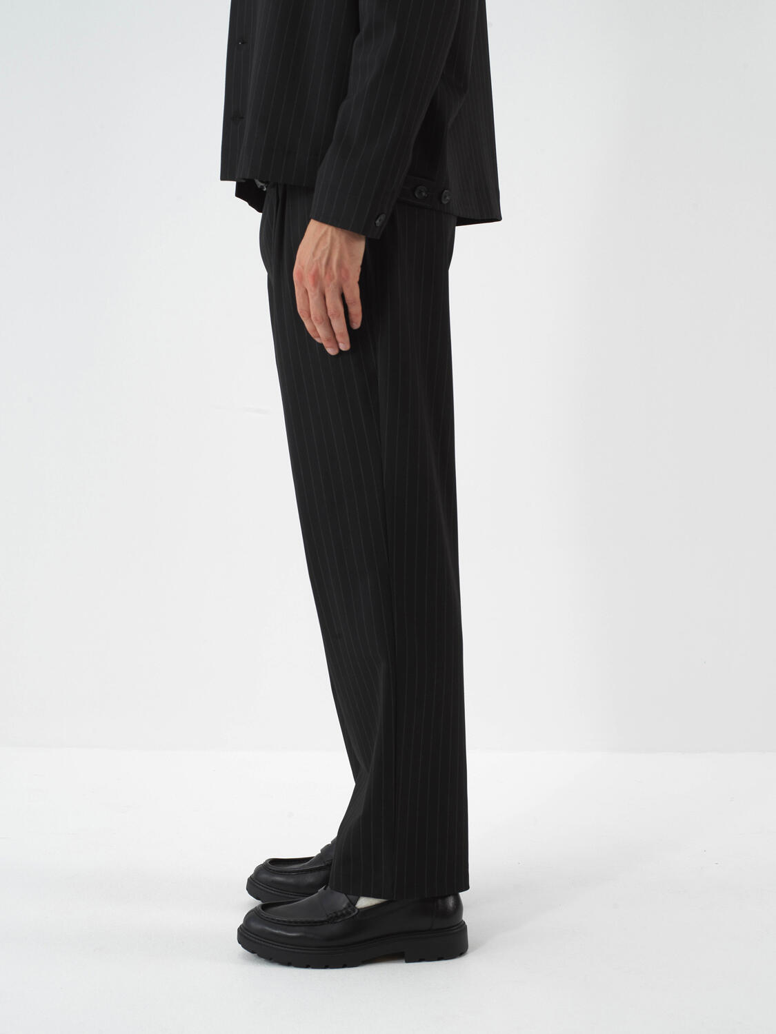 Black Flexible Textured Regular Fit Trousers - 5