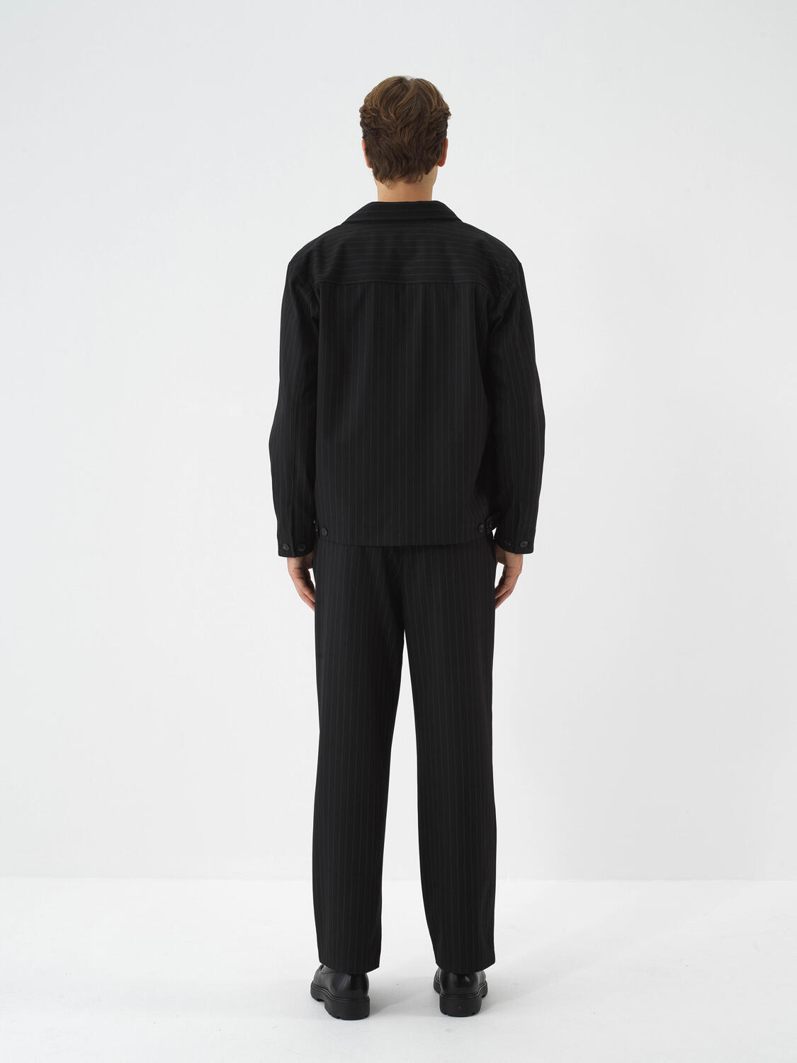 Black Flexible Textured Regular Fit Trousers - 7