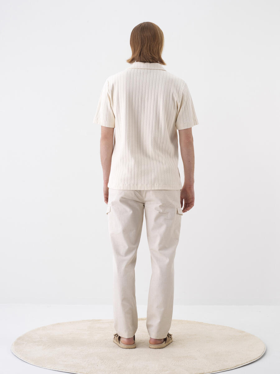 Natural Regular Fit Linen Trousers - 5