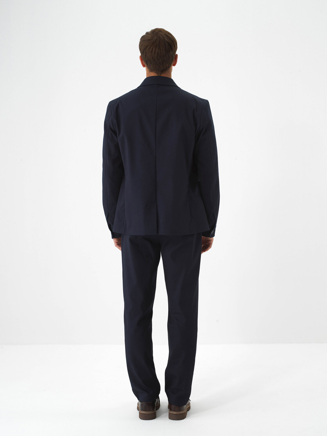 Navy Blue Cotton Textured Regular Fit Trousers - Xint