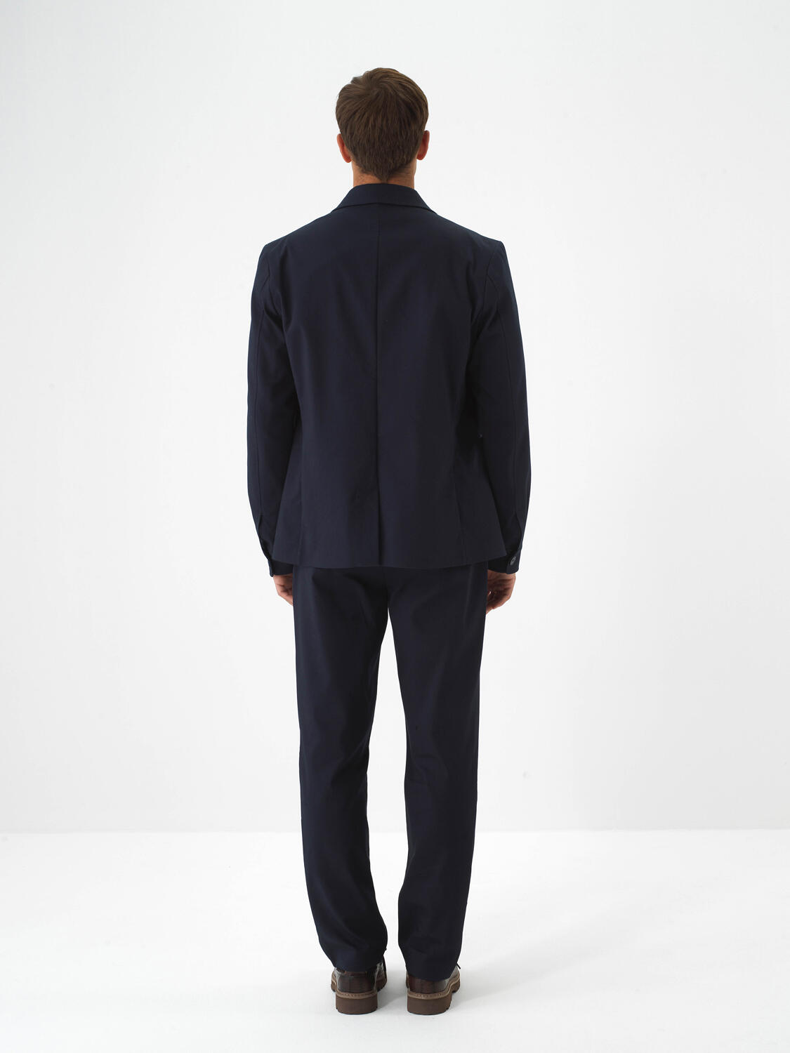 Navy Blue Cotton Textured Regular Fit Trousers - 5