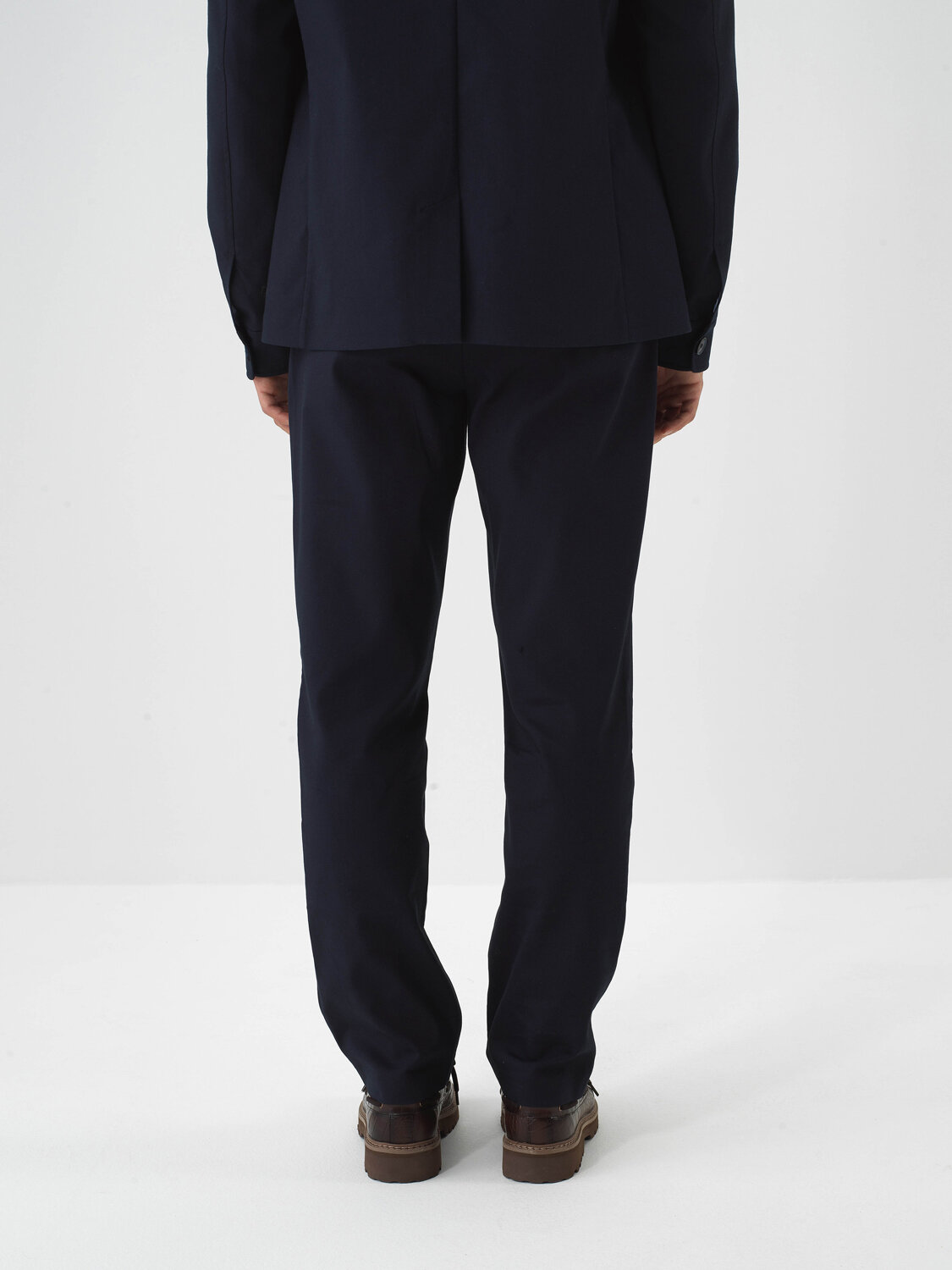 Navy Blue Cotton Textured Regular Fit Trousers - Xint