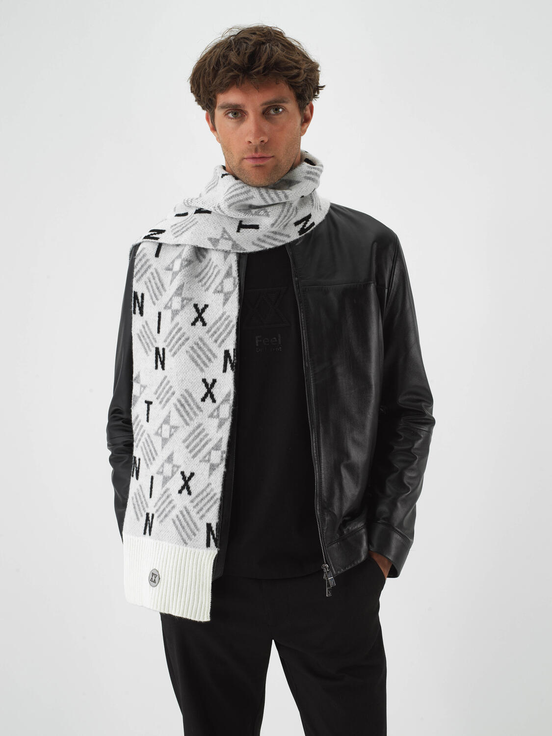 Ecru Natural Wool Textured Standard Fit Scarf