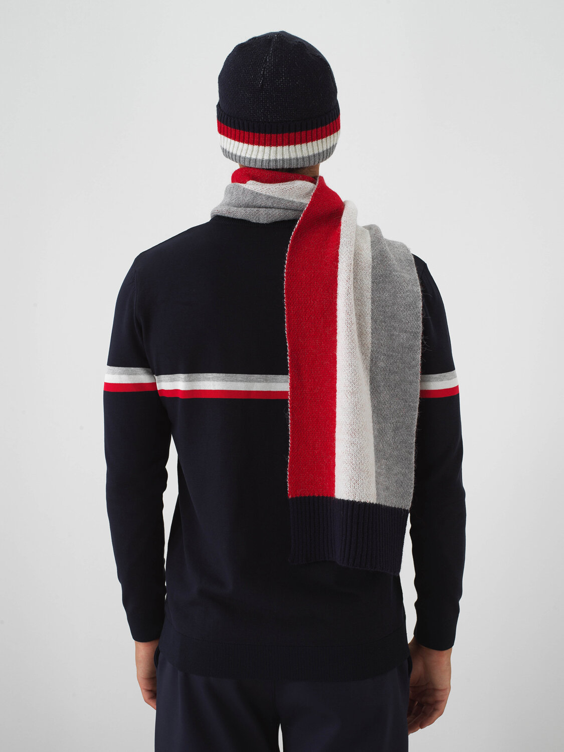 Navy Blue Natural Wool Textured Standard Fit Scarf - Xint