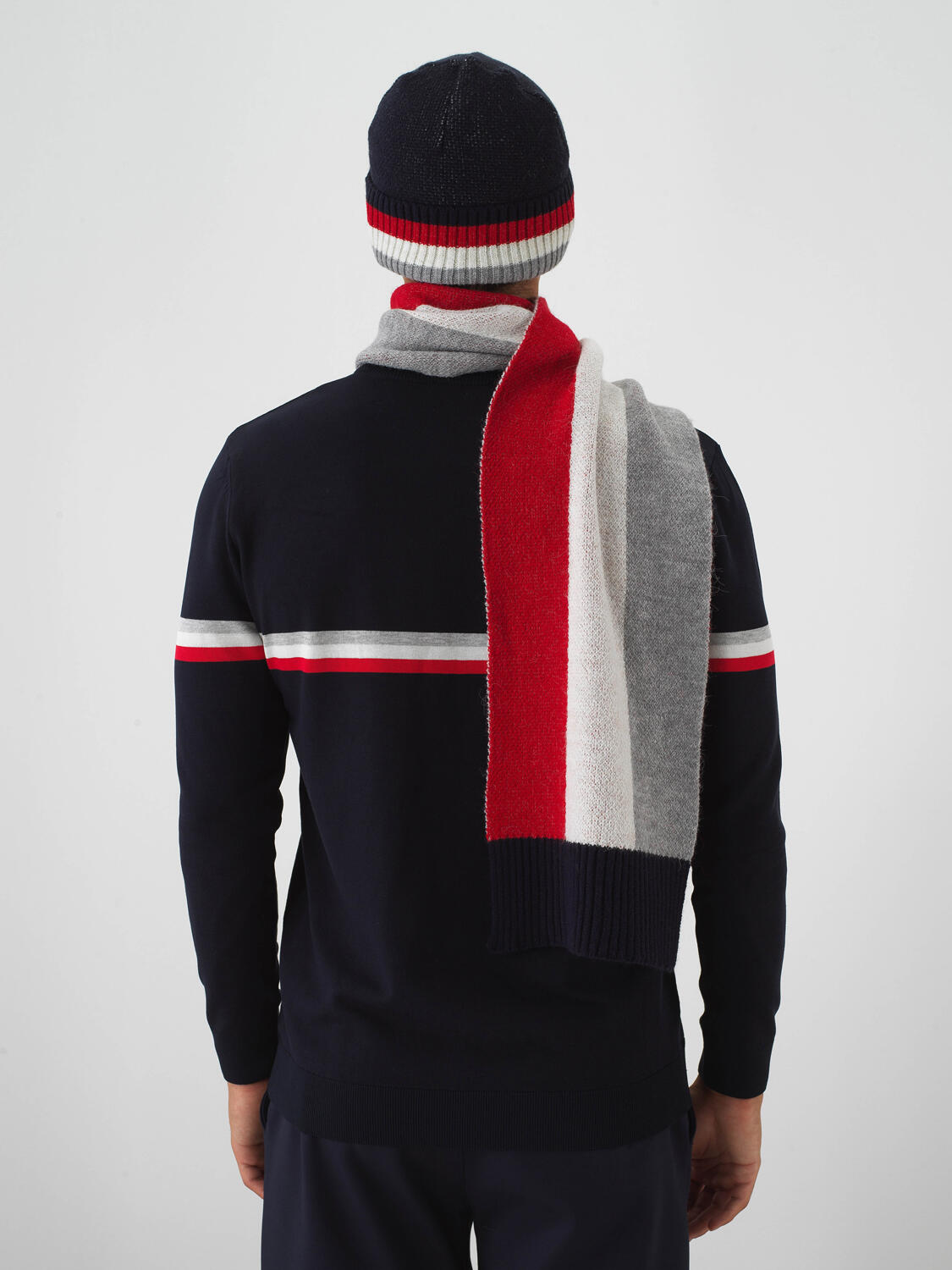 Navy Blue Natural Wool Textured Standard Fit Scarf - 4