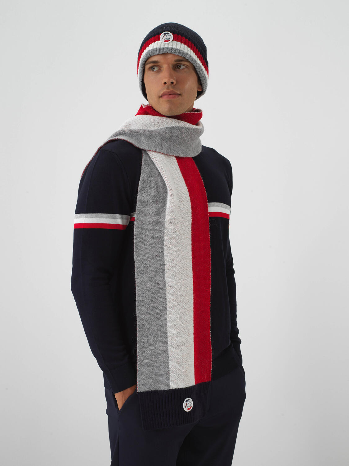 Navy Blue Natural Wool Textured Standard Fit Scarf - 2