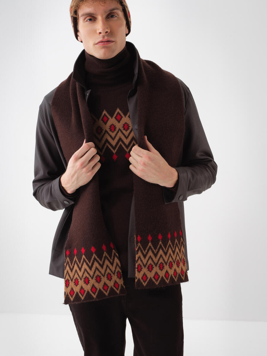 Wool Patterned Scarf - 1