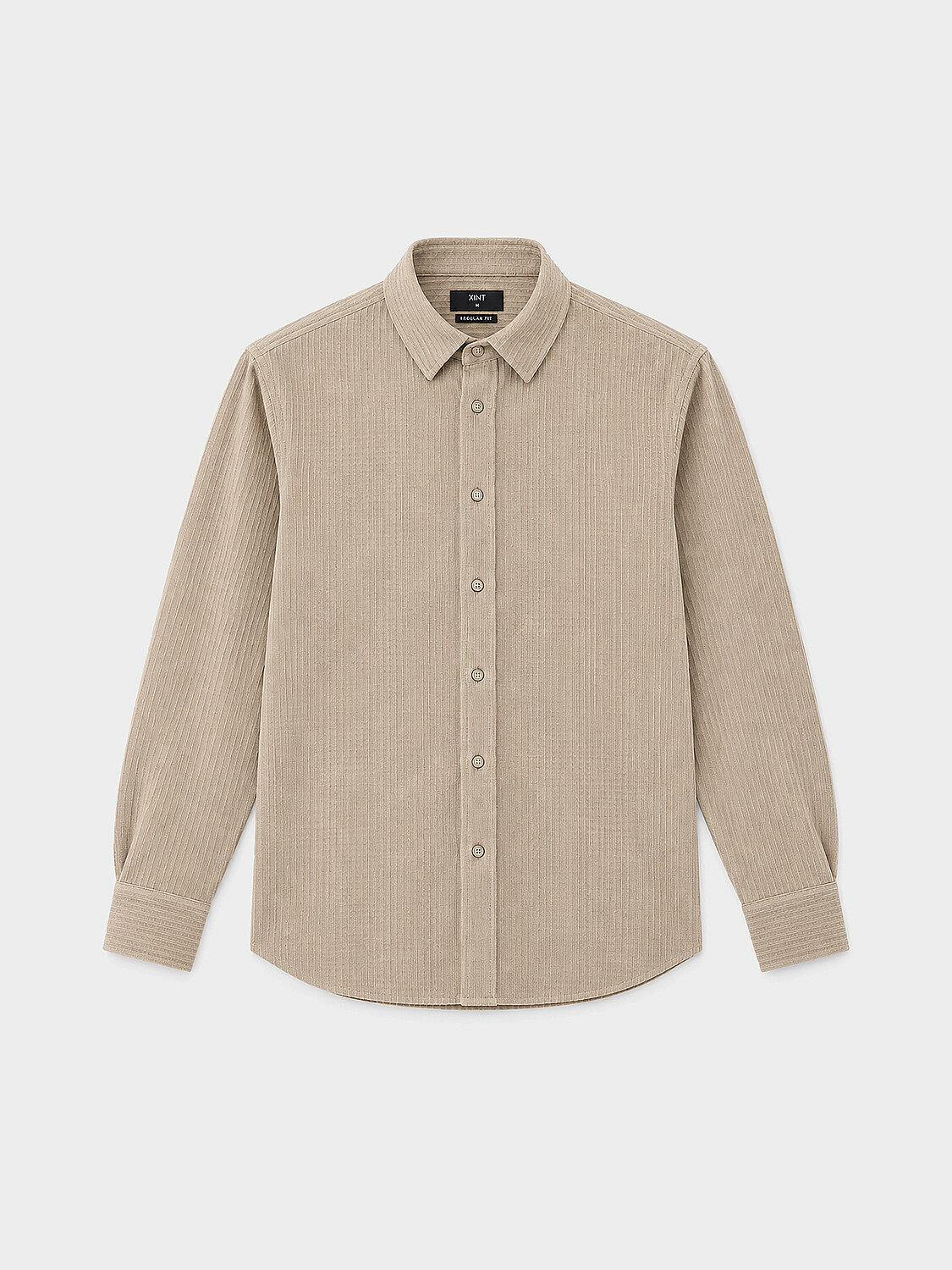 Beige Flexible Textured Regular Fit Shirt (1)