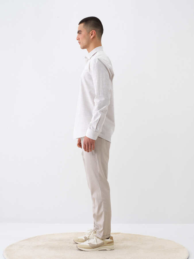 Beige Regular Fit Cotton Shirt - 3