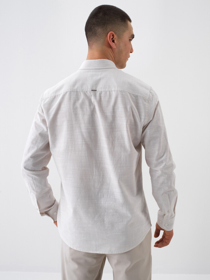 Beige Regular Fit Cotton Shirt - 4