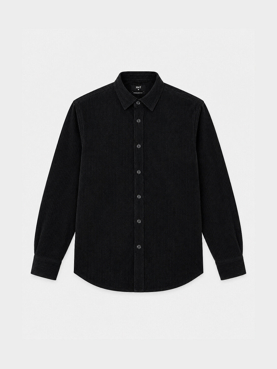 Black Flexible Textured Regular Fit Shirt - 1