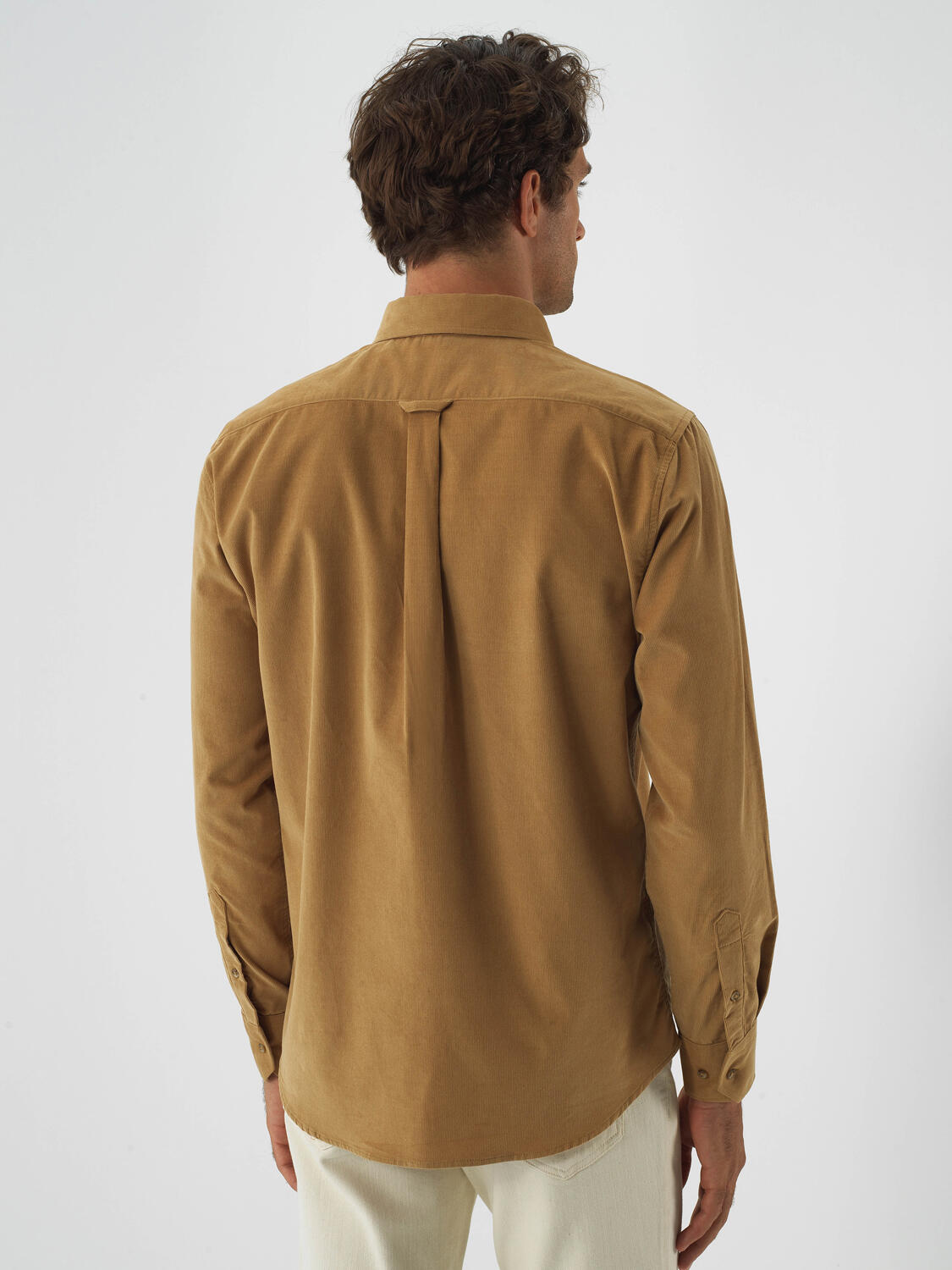Camel Luxury Textured Soft Velvet Regular Fit Shirt - 4