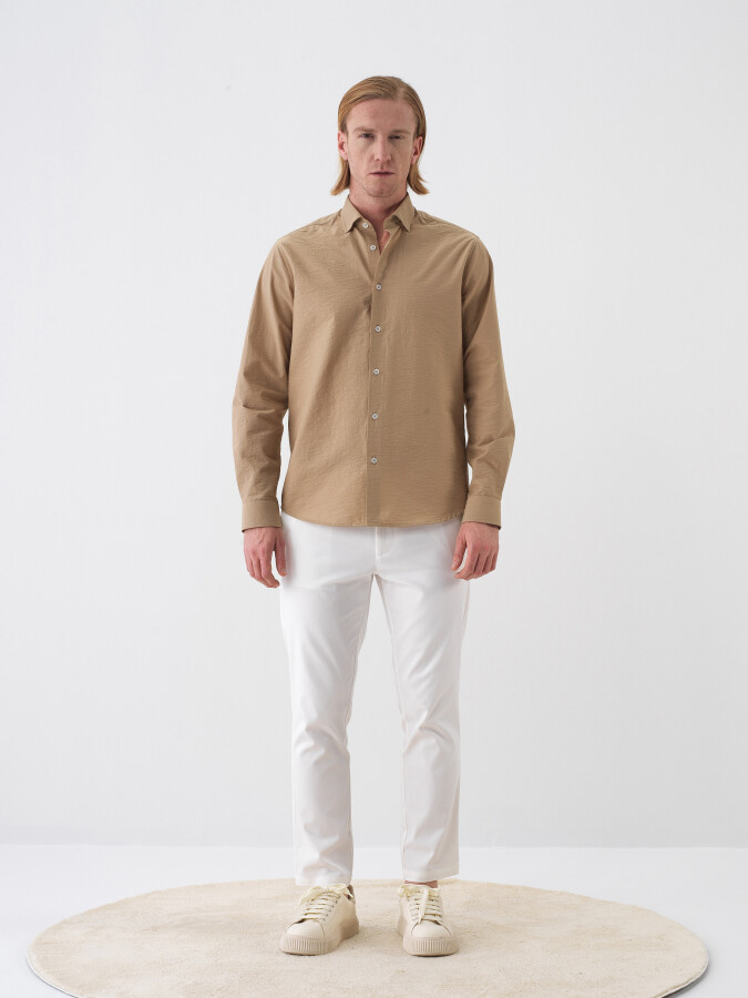 Camel Regular Fit Cotton Shirt (1)