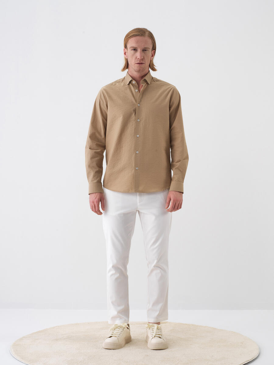 Camel Regular Fit Cotton Shirt - 2