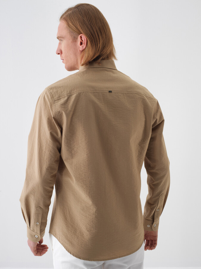 Camel Regular Fit Cotton Shirt - 4