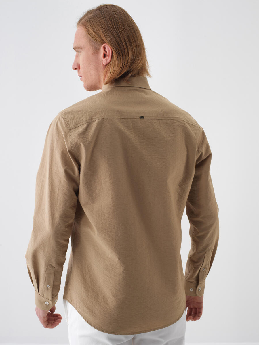 Camel Regular Fit Cotton Shirt - 4
