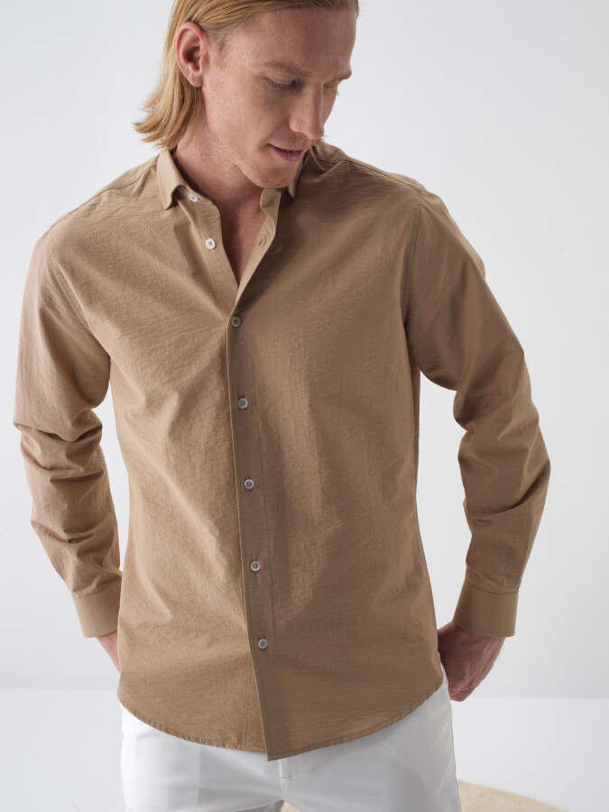 Camel Regular Fit Cotton Shirt