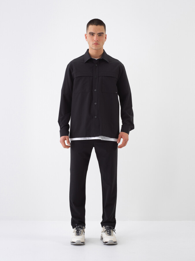 Black Regular Fit Shirt Jacket - 2