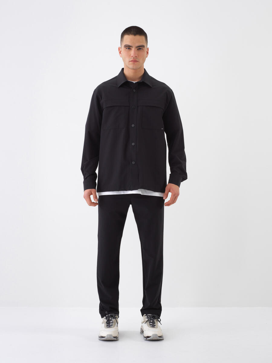 Black Regular Fit Shirt Jacket - 2