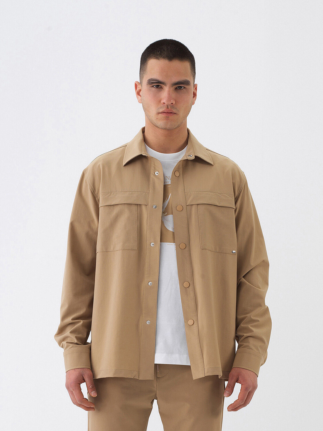 Camel Regular Fit Shirt Jacket