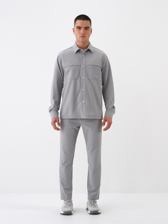 Gray Regular Fit Shirt Jacket - 2