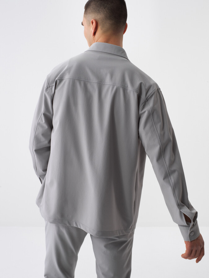 Gray Regular Fit Shirt Jacket - 4