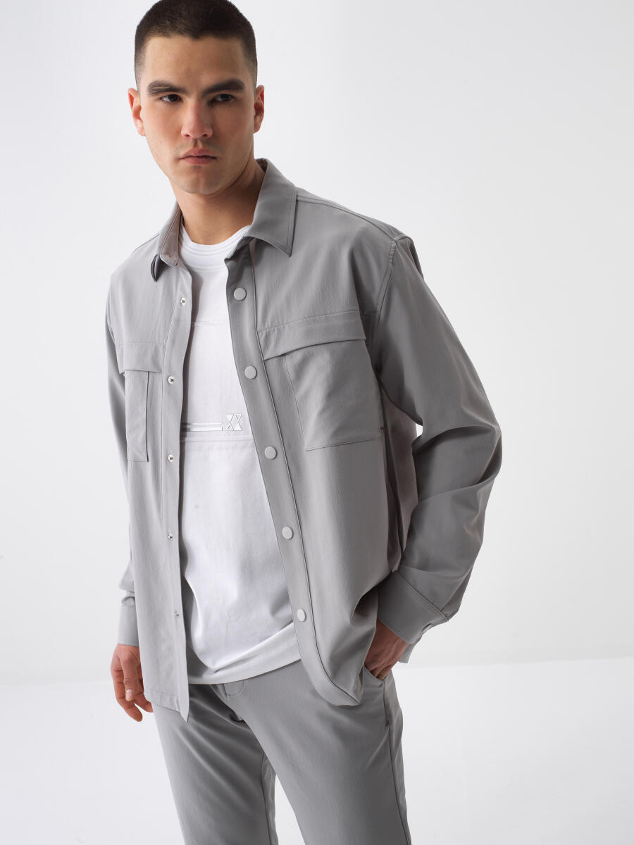 Gray Regular Fit Shirt Jacket - 1