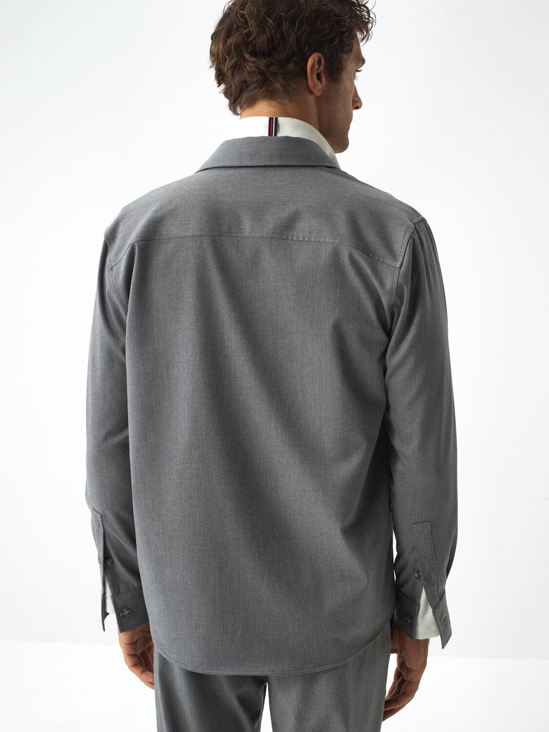Grey Flexible Textured Regular Fit Shirt Jacket - Xint