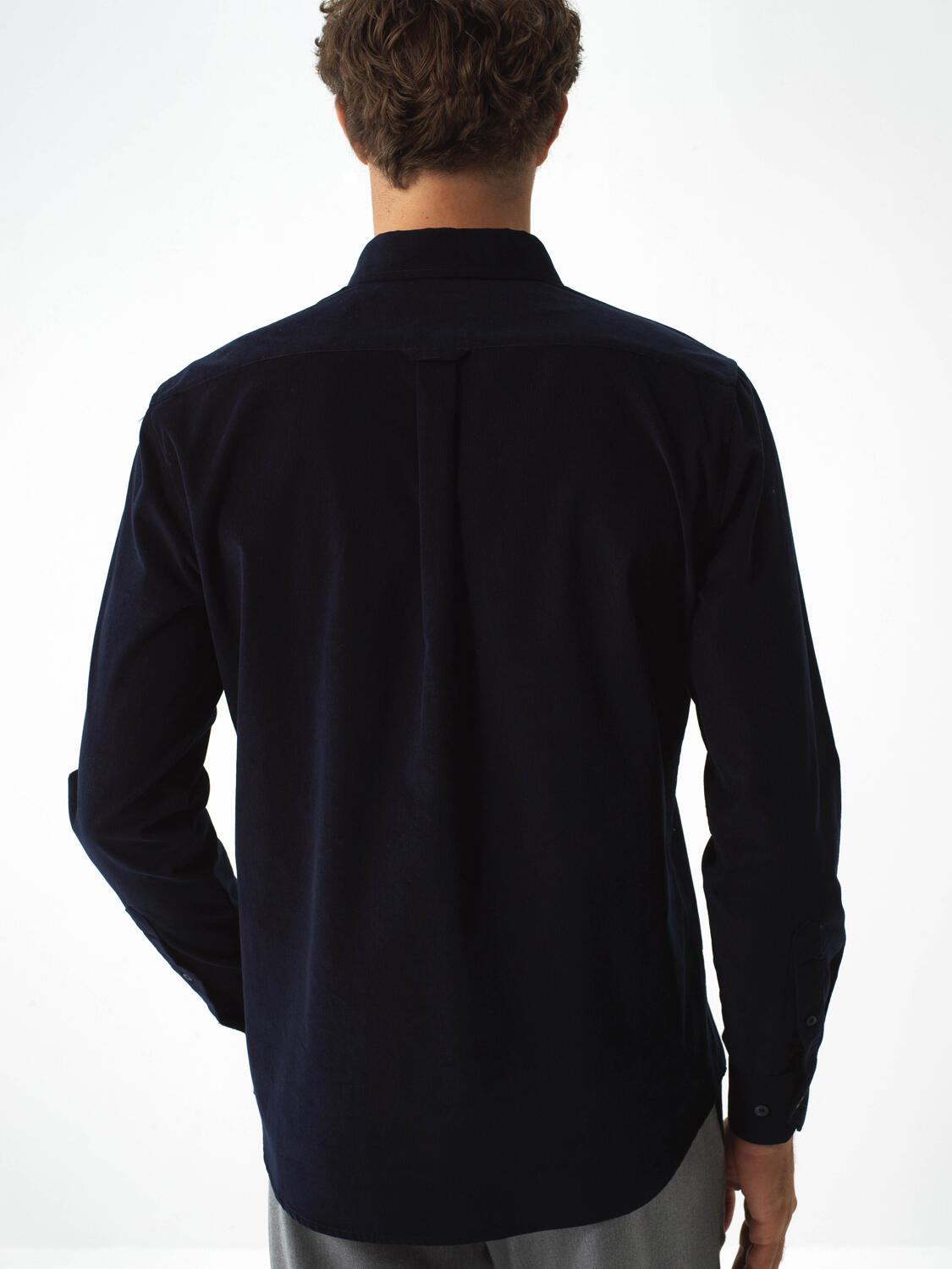Navy Blue Luxury Textured Soft Velvet Regular Fit Shirt - 4